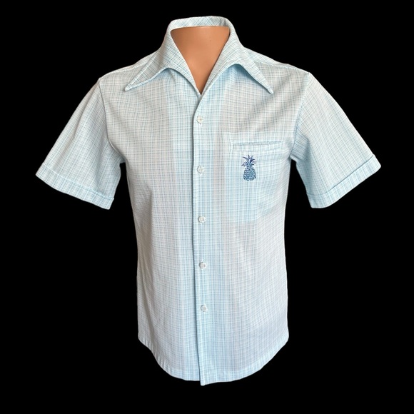 Vintage IOLANI Hawaiian Aloha Shirt Covered Buttons Pineapple fits small - Picture 2 of 9